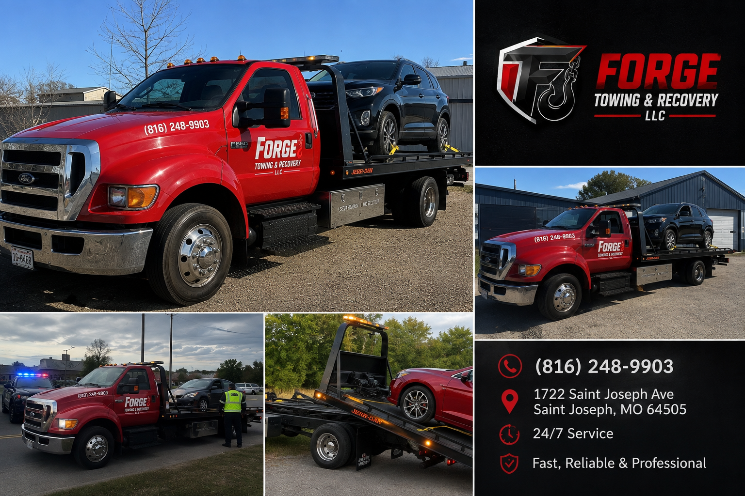 Forge Towing & Recovery service photo collage